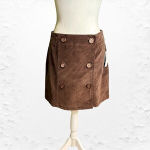NWT Vineyard Vines ‘Village’ Corduroy Wooden Button Up Skirt in “Cocoa” Brown 4